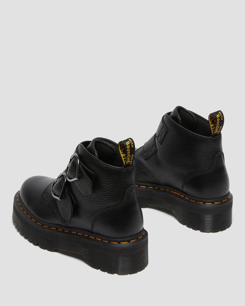 Dr Martens Devon Heart Leren Platform Laarzen Dames Zwart | NL 542JPQ